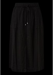 Midirock s.Oliver, Damen, Gr. 40, schwarz, Web, Obermaterial: 52% Leinen, 48% Viskose, unifarben, regular fit kn&ouml;chelfrei, R&ouml;cke Midirock, mit elastischem Bund