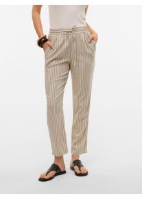 V&eacute;ro Moda Schlupfhose VERO MODA "VMJESMILO MW ANKLE PANTS WVN NOOS", Damen, Gr. XL (42), N-Gr, silber (silber lining detail:a. obsidian), Web, Obermaterial: 55% Viskose, 45% Leinen, unifarben, regular fit kn&ouml;chellang, Hosen Schlupfhose, mit Leinen, elastisches B&uuml;ndchen und Kordelzug