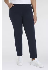 Schlupfhose KjBRAND "Schlupfhose Susie in Bi-Stretch, Kammgarnoptik", Damen, Gr. 46, N-Gr, blau (marine), Web, Obermaterial: 63% Polyester, 35% Viskose, 2% Elasthan, bequem kn&ouml;chelfrei, Hosen Schlupfhose, Sommerhose, ideal f&uuml;r kr&auml;ftige Oberschenkel