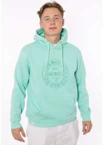 Hoodie Zwillingsherz "Heimat 2014", Herren, Gr. S, gr&uuml;n (mint), Sweatware, Obermaterial: 50% Baumwolle, 50% Polyester, unifarben, Basic h&uuml;ftlang, Rundhals, angesetztes B&uuml;ndchen, Sweatshirts Hoodie, mit Fronttaschen und Kordel