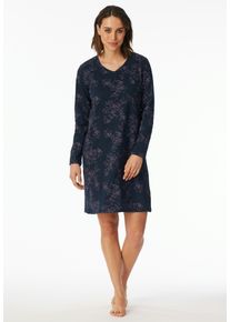 Nachthemd uncover by Schiesser "Uncover Nightwear", Damen, Gr. 36, N-Gr, blau (804, blau), Single Jersey, Obermaterial: 100% Baumwolle, bequem kniefrei, V-Ausschnitt, Kleider Nachthemd, Baumwolle, Single Jersey-Qulit&auml;t, V-Neck, weich, atmungsaktiv