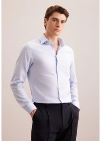 Flanellhemd Seidensticker "Schwarze Rose", Damen, Gr. L (41), normale &Auml;rmell&auml;ngen, blau, 100% Baumwolle, Strukturmuster, unifarben, tailored fit, 2-Knopf-Manschette, Hemden Flanellhemd, Shaped 1/1 Kentkragen Struktur