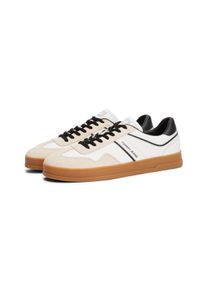 Sneaker Tommy Jeans "THE GREENWICH LEATHER", Herren, Gr. 45, blau (ecru, dunkelblau), Leder, Lederimitat, kontrastfarbene Details, Schuhe Sneaker, Freizeitschuh, Halbschuh, Schn&uuml;rschuh mit seitlichem Logo-Schriftzug