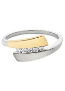 Fingerring Bruno Banani "Schmuck Geschenk Silber 925 Damenring" Gr. 56, gold (silberfarben, gelbgoldfarben, kristallwei&szlig;), Fingerringe, Damen, 56, Silber 925 (Sterlingsilber), 1,4mm, Fingerring, mit Zirkonia (synth.)