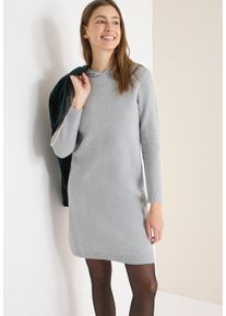 Strickkleid Cecil, Damen, Gr. S (38), N-Gr, luna grau melange, Strick, Obermaterial: 42% Baumwolle, 42% Polyacryl, 16% metallisierte Fasern, unifarben, bequem kniefrei, Rundhals, B&uuml;ndchen, Kleider Strickkleid, Glitzerkleid - Langarm mit Gallonstreifen und Kapuze