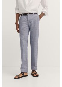 Chinohose Bugatti, Herren, Gr. 34, L&auml;nge 32, blau (350, blau), 97% Baumwolle, 3% Elasthan, kariert, normal, Hosen Chinohose, mit k&ouml;rpernaher Passform