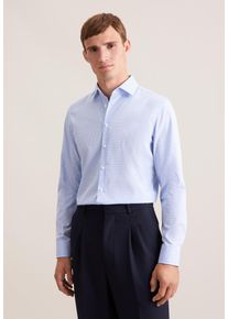 Businesshemd Seidensticker "Schwarze Rose", Herren, Gr. XL (43), normale &Auml;rmell&auml;ngen, blau (hellblau), 100% Baumwolle, kariert, slim fit, 2-Knopf-Manschette, Hemden Businesshemd, Slim 1/1 Kentkragen Karo