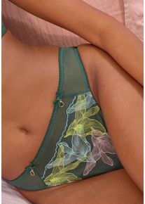 String Lascana "Gabriella", Damen, Gr. 44/46, bunt (gr&uuml;n, multicolor), Spitze, Obermaterial: 50% Polyamid, 30% Polyester, 20% Elasthan, Unterhosen String, aus Mesh mit hauchzarter Stickerei, transparente Unterw&auml;sche, Topseller