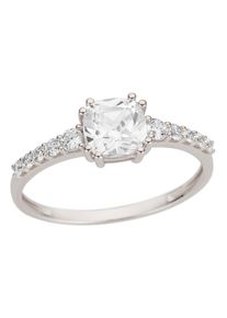 Goldring Firetti "Schmuck Geschenk Gold 333 Damenring Verlobungsring Goldring Solit&auml;r" Gr. 16, wei&szlig; (wei&szlig;goldfarben, kristallwei&szlig;), Fingerringe, Damen, 16, Wei&szlig;gold 333, 1,6mm, Goldring, mit Zirkonia (synth.)