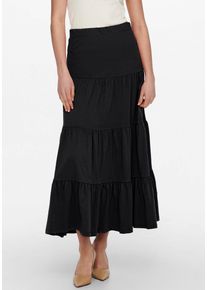 Maxirock Only "ONLMAY MAXI SKIRT", Damen, Gr. S, schwarz, Jersey, Obermaterial: 100% Baumwolle, unifarben, figurbetont kn&ouml;chelfrei, R&ouml;cke Maxirock, Baumwolle, mit Volant
