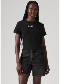 Levi's Print-Shirt LEVI'S "GR ESSENTIAL SPORTY TEE", Damen, Gr. S (36), schwarz (ess sport serif 1873 schwarz), Single Jersey, Obermaterial: 100% Baumwolle, bedruckt, unifarben, tailliert extrakurz, Rundhals, gerader Abschluss, Shirts Print-Shirt, mit Logo-Print