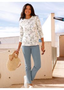 Langarmshirt Classic Basics "Langarm-Shirt", Damen, Gr. 46, beige (champagner, bedruckt), 100% Baumwolle, gebl&uuml;mt, gemustert, mehrfarbig, Rundhals, Shirts Langarmshirt