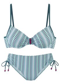 B&uuml;gel-Bikini Vivance, Damen, Gr. 36, Cup D, blau (blau bedruckt), Polyamid, bedruckt, Bikini-Sets B&uuml;gel-Bikini, mit Zierperlen
