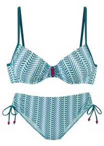 B&uuml;gel-Bikini Vivance, Damen, Gr. 38, Cup D, blau (blau bedruckt), Polyamid, bedruckt, Bikini-Sets B&uuml;gel-Bikini, mit Zierperlen