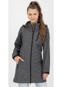Softshelljacke DEPROC Active "SHELBY LONG", Damen, Gr. 46 (L), schwarz, 100% Polyester, tailliert, gerader Abschluss mit Klettverschl&uuml;ssen, Jacken Softshelljacke, leichter Softshell Kurzmantel mit abnehmbarer Kapuze