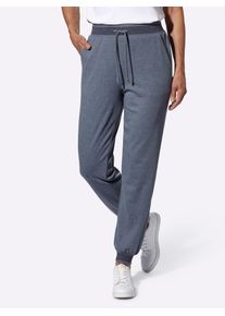 Schlupfhose, Damen, Gr. 46, Normalgr&ouml;&szlig;en, blau (rauchblau, meliert), 65% Polyester, 35% Baumwolle, meliert, Hosen Schlupfhose