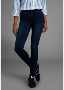 Skinny-fit-Jeans Arizona "Ultra Stretch", Damen, Gr. 50, N-Gr, blau (dunkelblau us), Denim/Jeans, Obermaterial: 63% Baumwolle, 32% Polyester, 5% Elasthan, skinny fit lang, Jeans Skinny-fit-Jeans, skinny-fit, betonte Taille, shaping-Effekt, high Waist, Topseller