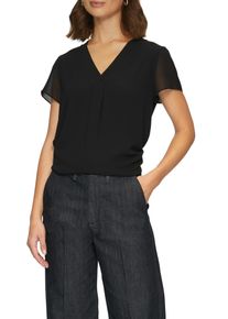 Shirtbluse s.Oliver BLACK LABEL, Damen, Gr. 38, schwarz, Web, Obermaterial: 100% Polyester, unifarben, normal normal, V-Ausschnitt, Blusen Shirtbluse, in Doppel-Layer-Optik und mit V-Ausschnitt