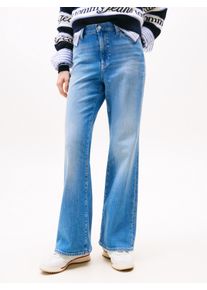 Bootcut-Jeans Tommy Jeans "BELLA HGH FLR DI5133", Damen, Gr. 28, L&auml;nge 30, blau (denim medium), Denim/Jeans, Obermaterial: 98% Baumwolle, 2% Elasthan, unifarben, regular fit, Jeans Bootcut-Jeans, in ausgestellter Form