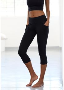 Caprileggings Vivance, Damen, Gr. 44/46, N-Gr, schwarz, Single Jersey, Obermaterial: 95% Baumwolle, 5% Elasthan, unifarben, Basic, Hosen Caprileggings, mit 2 Handytaschen, Topseller