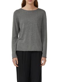 Langarmshirt s.Oliver, Damen, Gr. 36, grau (mid grau), Strick, Obermaterial: 50% Baumwolle, 50% Viskose, unifarben, regular fit taillenbedeckt, Rundhals, gerader Abschluss, Shirts Langarmshirt, mit Rollkanten