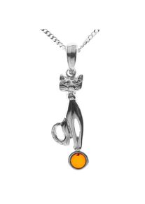 Kette mit Anh&auml;nger OSTSEE-SCHMUCK "- Katze - Silber 925/000 - Bernstein" Gr. 42, silber (silber 925, silberfarben, wei&szlig;), Schmuck_Sets, Damen, 42, Silber 925 (Sterlingsilber), Kette mit Anh&auml;nger