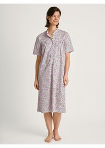 Nachthemd Calida "Soft Cotton", Damen, Gr. XS (36/38), N-Gr, rosa (blush flower), Interlock, Obermaterial: 100% Baumwolle, gemustert, comfort fit kniebedeckend, ohne Ausschnitt, Kleider Nachthemd, Knopfleiste, Interlock-Qualit&auml;t, Pure Cotton, weich, Kurzarm