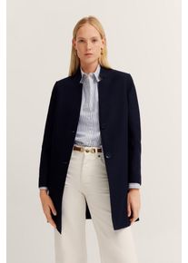 Wollmantel Bugatti, Damen, Gr. 36, blau (390, marine), 100% Wolle, unifarben, regular fit, normaler Saum, M&auml;ntel Wollmantel, Flexcity-Stretch