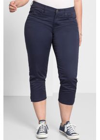 7/8-Hose sheego, Damen, Gr. 46, Normalgr&ouml;&szlig;en, blau (marine), 97% Baumwolle, 3% Elasthan, unifarben, Hosen 7/8-Hose