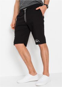 Bermudas bonprix, Herren, Gr. 44/46, N-Gr, schwarz (schwarz bedruckt), Obermaterial: 100% Baumwolle, unifarben, regular fit, Hosen Bermudas, aus Baumwolle, mit Kordelverschluss, Regular Fit