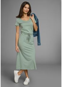 Sommerkleid Laura Scott, Damen, Gr. 34, N-Gr, blau (hellpetrol), Single Jersey, Obermaterial: 50% Baumwolle, 50% Modal, unifarben, 7/8-L&auml;nge, Kleider Sommerkleid, im Basic-Stil - in unifarben, gebl&uuml;mt oder gestreifter Optik