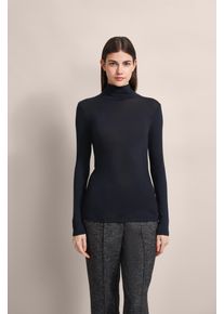 Langarmshirt Bugatti, Damen, Gr. XS, schwarz, 67% Modal, 27% Polyester, 6% Elasthan, unifarben, normal, normaler Saum, Shirts Langarmshirt, aus elastischer Modalware