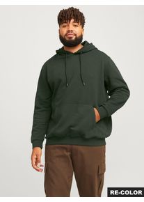 Jack & Jones PlusSize Kapuzensweatshirt "JJEBRADLEY SWEAT HOOD NOOS PLS", Herren, Gr. 3XL, bunt (duffel bag), angeraute Sweatware, Obermaterial: 65% Polyester, 35% Baumwolle, JACK & JONES PLUSSIZE, unifarben, loose fit normal, Rundhals, Rippb&uuml;ndchen, Sweatshirts Kapuzensweatshirt, mit Rippb&uuml;ndchen