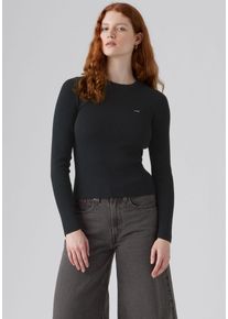 Levi's Rundhalspullover LEVI'S "RIB CREW SWEATER", Damen, Gr. L (40), grau (anthrazit night), Strick, Obermaterial: 53% Baumwolle, 32% Polyester, 13% Polyamid, 2% Elasthan, normal, Rundhals, Pullover Rundhalspullover, Geripptes Strickmuster