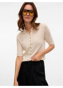 V&eacute;ro Moda Strickjacke VERO MODA "VMPANAMA 2/4 KNIT CARDIGAN VMA NOOS", Herren, Gr. XS, beige (birch), Strick, Obermaterial: 75% Polyester, 25% Polyacryl, Strukturmuster, unifarben, regular fit taillenbedeckt, Rundhals, Strickb&uuml;ndchen, Strickjacken Strickjacke, mit halbem Arm und Strickkragen