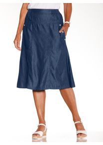 Jeansrock Classic Basics, Damen, Gr. 44, blau (blau, stone, washed), 100% Baumwolle, unifarben, knielang, R&ouml;cke Jeansrock