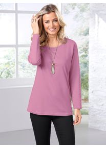 Langarmshirt Classic Basics "Shirt", Damen, Gr. 46, rot (rosenholz), 100% Baumwolle, unifarben, Rundhals, Shirts Langarmshirt