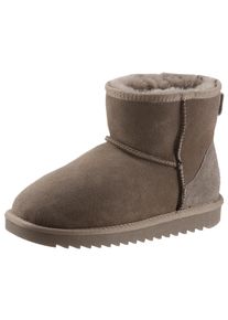 Schlupfboots Ara "Alaska Classic Short", Damen, Gr. 41, grau (taupe classic short), Lammfell, Veloursleder, unifarben, Schuhe Schlupfboots, Winterboots zum Schlupfen in bequemer Weite G (=weit)