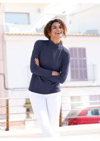 Rollkragenshirt Casual Looks "Rollkragen-Shirt", Damen, Gr. 54, blau (marine), 95% Baumwolle, 5% Elasthan, unifarben, Shirts Rollkragenshirt