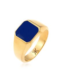 Siegelring Kuzzoi "Ring Herren Siegelring Emaille Blau Basic 925 Silber" Gr. 56, gold, Fingerringe, Herren, 56, ohne Stein, Silber 925 (Sterlingsilber), 11mm, Siegelring