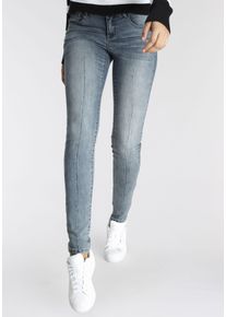 Skinny-fit-Jeans Arizona "Ultra-Stretch, sehr bequem, gut zu kombinieren", Damen, Gr. 40, N-Gr, blau (blau used), Denim/Jeans, Obermaterial: 74% Baumwolle, 24% Polyester, 2% Elasthan, skinny fit lang, Jeans Skinny-fit-Jeans, extra-eng geschnittene Beinform, normale Leibh&ouml;he