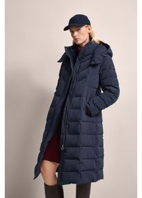 Kurzmantel Bugatti, Damen, Gr. 44, blau (marine), 86% Polyamid, 14% Elasthan, unifarben, regular fit, normaler Saum, M&auml;ntel Kurzmantel, mit elegantem Stehkragen