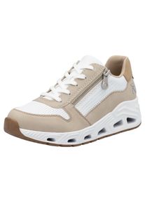 Keilsneaker RIEKER SPORT, Damen, Gr. 36, beige (wei&szlig;, hellbeige), Lederimitat, Schuhe Keilsneaker, Schn&uuml;rschuh, Halbschuh, Freizeitsneaker mit Rei&szlig;verschluss, Topseller