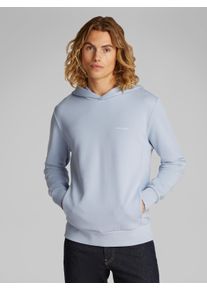 Kapuzensweatshirt Calvin Klein "MICRO LOGO HOODIE", Herren, Gr. M, blau (zen blau), Sweatware, Obermaterial: 65% Baumwolle, 35% Polyester, unifarben, normal h&uuml;ftlang, B&uuml;ndchen, Sweatshirts Kapuzensweatshirt, mit K&auml;ngurutasche