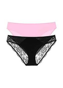 Slip Dorina "Willa", Herren, Gr. XS, schwarz (schwarz, pink), Microfaser, Obermaterial: 73% Polyamid, 14% Elasthan, 13% Polyester, k&ouml;rpernah, Unterhosen Slip, teilweise mit floraler Spitze