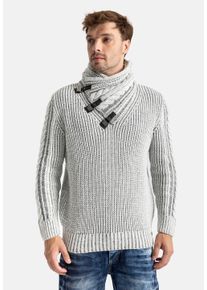 Cipo & Baxx Kapuzenpullover CIPO & BAXX, Herren, Gr. XXL, grau, Strick, Obermaterial: 100% Polyacryl, unifarben, regular fit, Rundhals, Pullover Kapuzenpullover