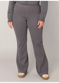 Treggings Base Level Curvy "Allie", Damen, Gr. 46, N-Gr, grau (dunkelgrau), Web, Obermaterial: 65% Viskose, 30% Nylon, 5% Elasthan, unifarben, figurbetont lang, Hosen Treggings, Aktuelle Boocut-Form