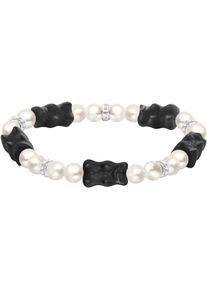 Armband Thomas Sabo "Thomas Sabo x HARIBO Schmuck: Perlenarmband mit Goldb&auml;ren" Gr. 19, silber (silberfarben, schwarz, kristallwei&szlig;, wei&szlig;, schwarz, kristallwei&szlig;), Armb&auml;nder, Damen, 19, Perlen Silber 925 (recycelt), Perlen, Silber 925 (recycelt), Armband, mit Kristallglas, Zirkonia (synth.) - mit S&uuml;&szlig;wasserzuchtperle