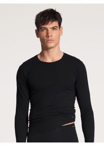 Langarmshirt Calida "Cotton Code", Herren, Gr. S (46/48), schwarz, Single Jersey, Obermaterial: 95% Baumwolle, 5% Elasthan, unifarben, normal h&uuml;ftbedeckend, Rundhals, gerader Abschluss, Shirts Langarmshirt, Rundhals-Ausschnitt, Single Jersey, formstabil, elastisch, weich