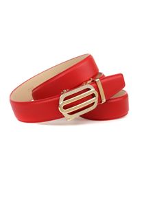 Lederg&uuml;rtel Anthoni Crown, Damen, Gr. 80, rot, Rindsleder, unifarben, G&uuml;rtel Lederg&uuml;rtel, mit auffallender Schlie&szlig;e, helle R&uuml;ckseite, leicht bombiert